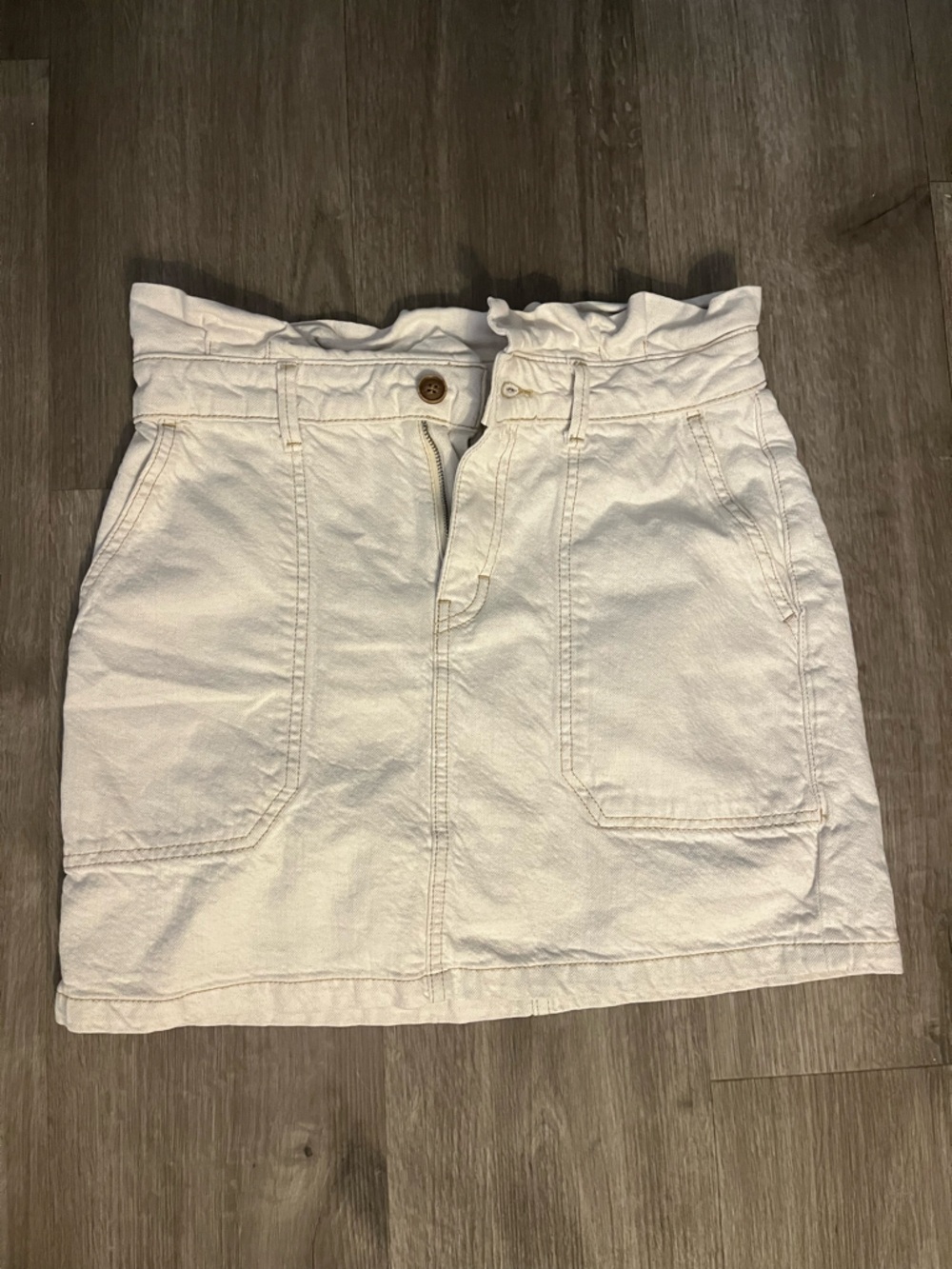 Free People Ivory Denim Mini Skirt